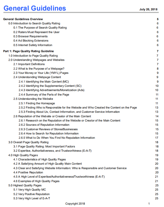 [google学术搜索]Google搜索质量评分指南《Search Quality Rating Guidelines》2018版